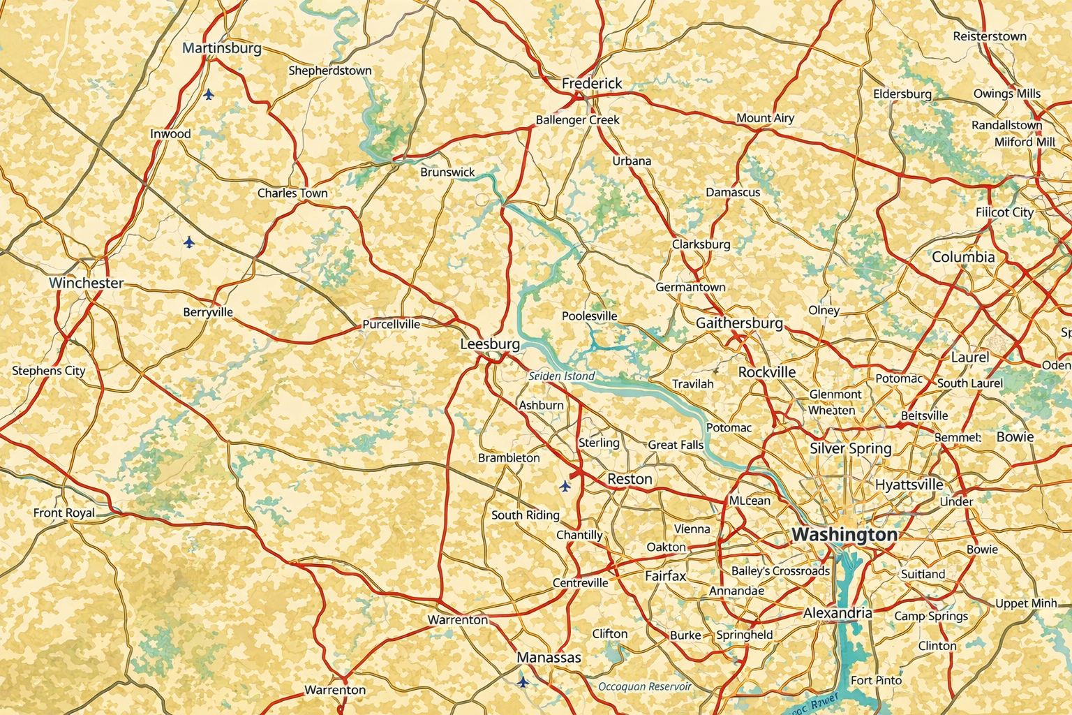 Map of Washington, D.C. region