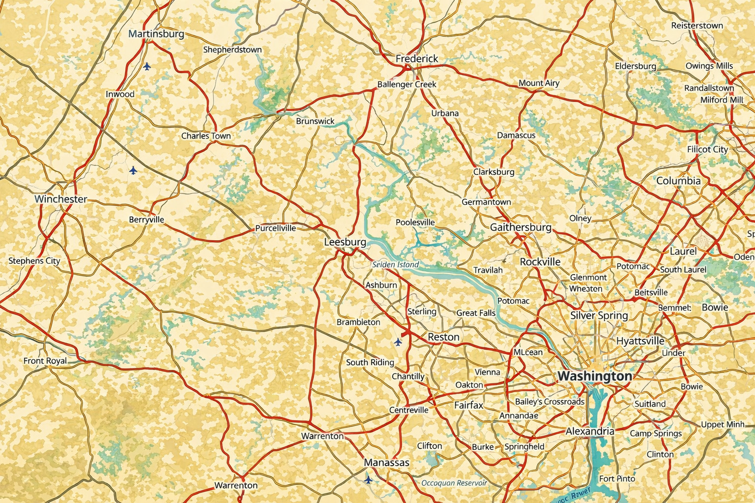 Map of Washington DC region